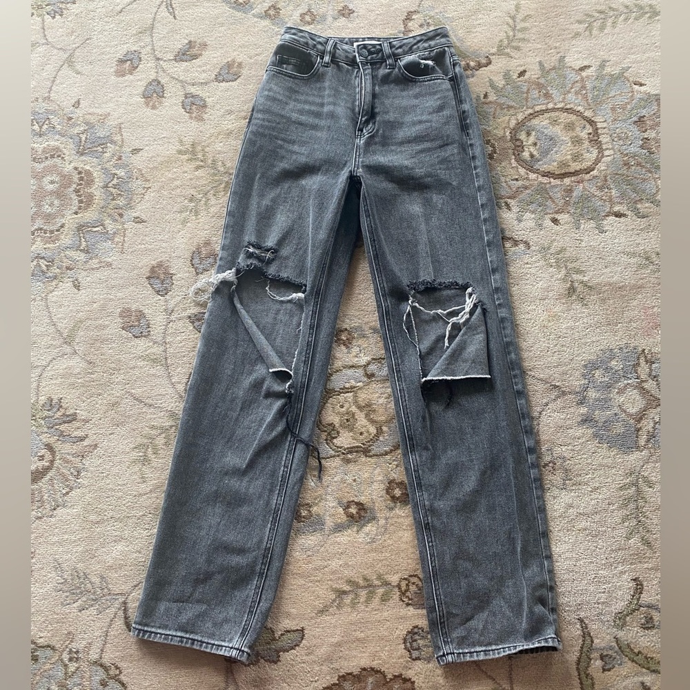 PacSun 90s Boyfriend grey jeans. Sz25 high waist ripped baggy